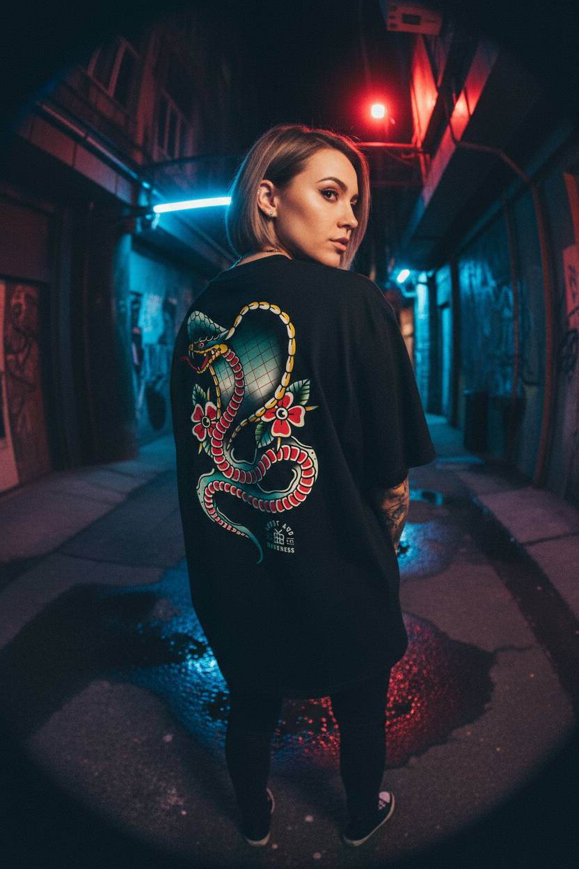 Spitting Cobra Tattoo Tee | Ghost & Darkness Streetwear