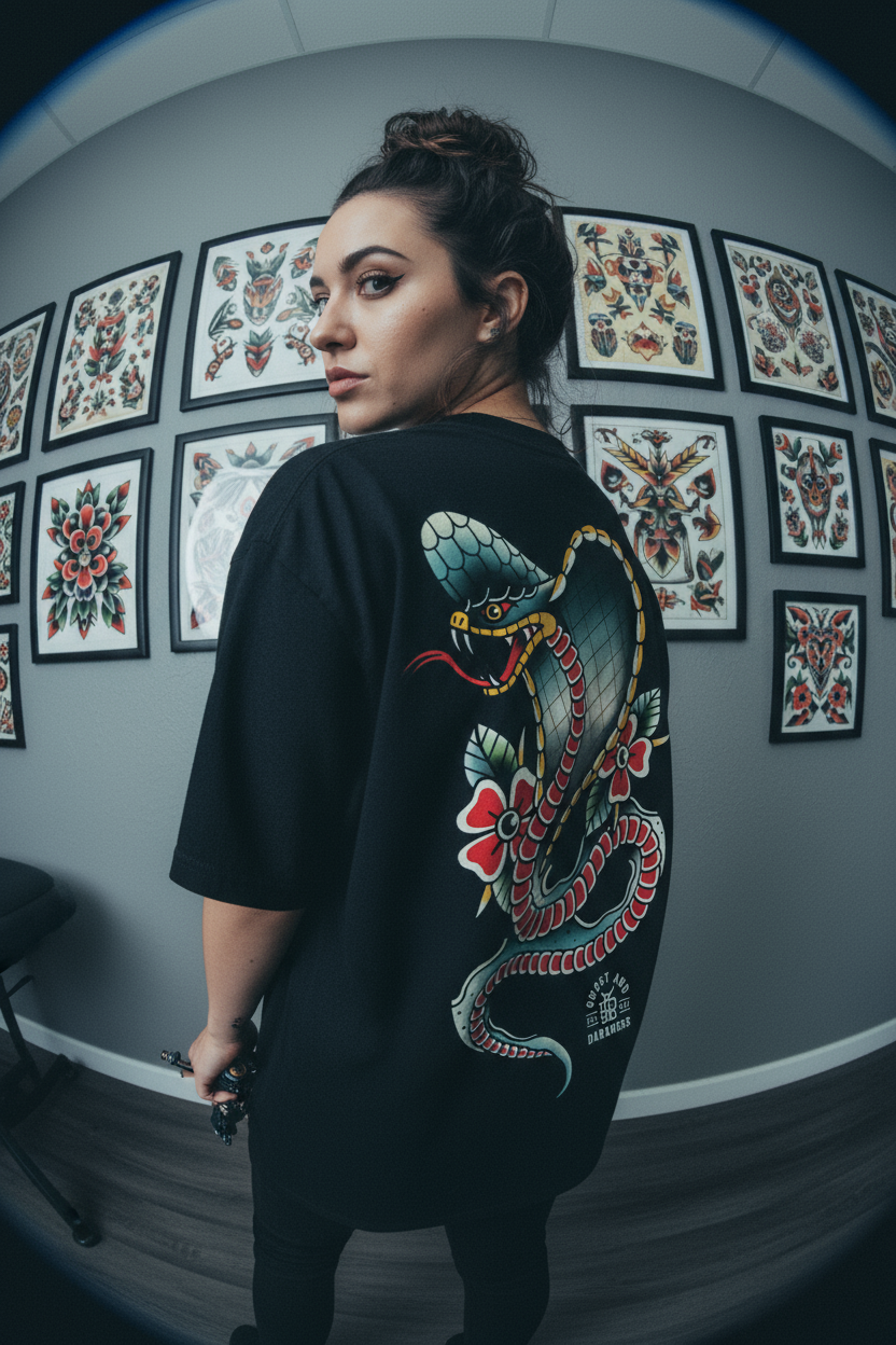 Spitting Cobra Tattoo Tee | Ghost & Darkness Streetwear
