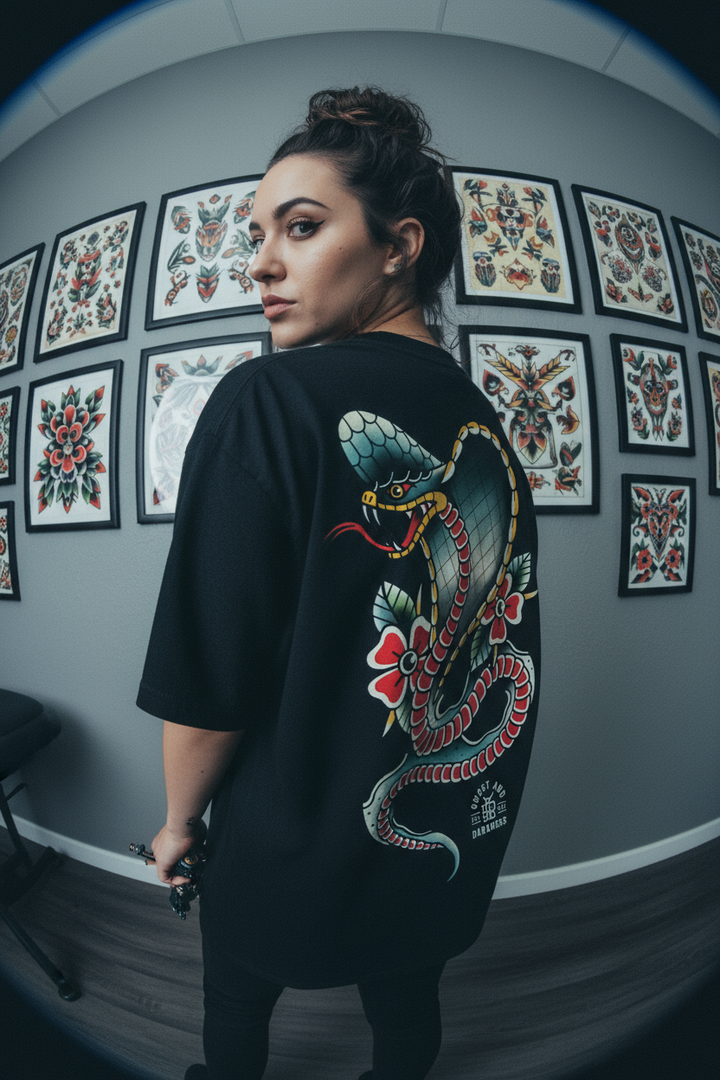 Spitting Cobra Tattoo Tee | Ghost & Darkness Streetwear