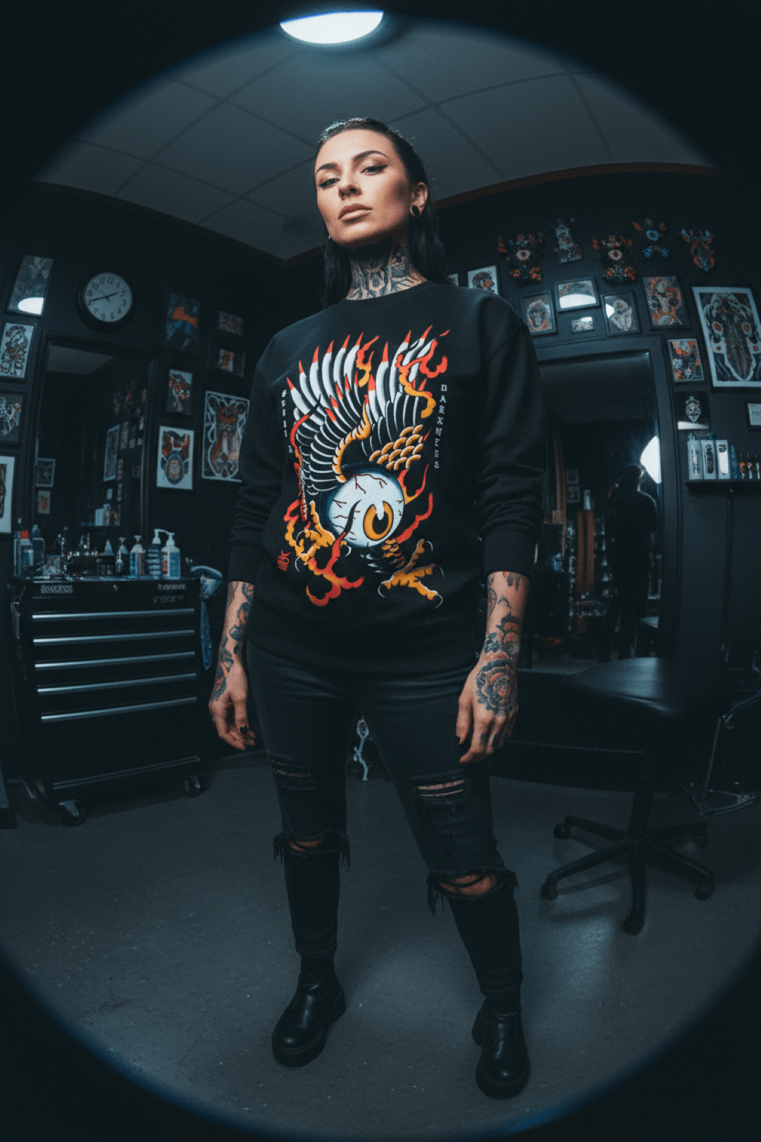 Eagle Eye Crewneck Sweatshirt - Ghost and Darkness